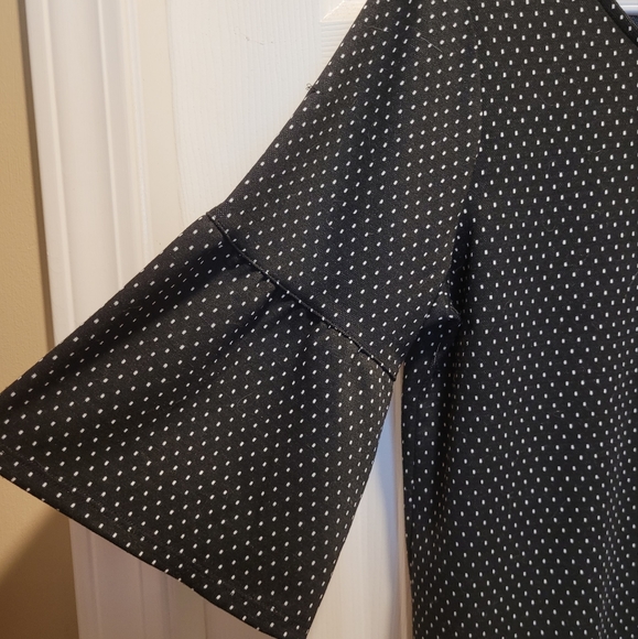 Reitmans bell sleeve top. Black with tiny white polka dots. Never worn. (US Med) - Picture 2 of 7